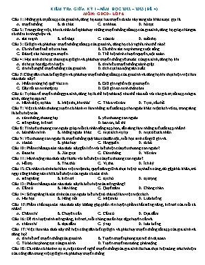 Kiểm tra giữa kì 1 Giáo dục công dân Lớp 6 - Đề 4 - Năm học 2022-2023 (Có hướng dẫn chấm)